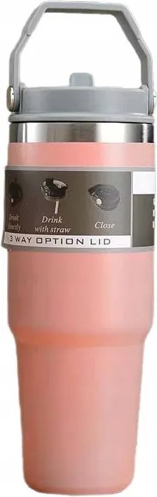 Thermo Bögre Fogantyúval Rózsaszín Kávé Tea