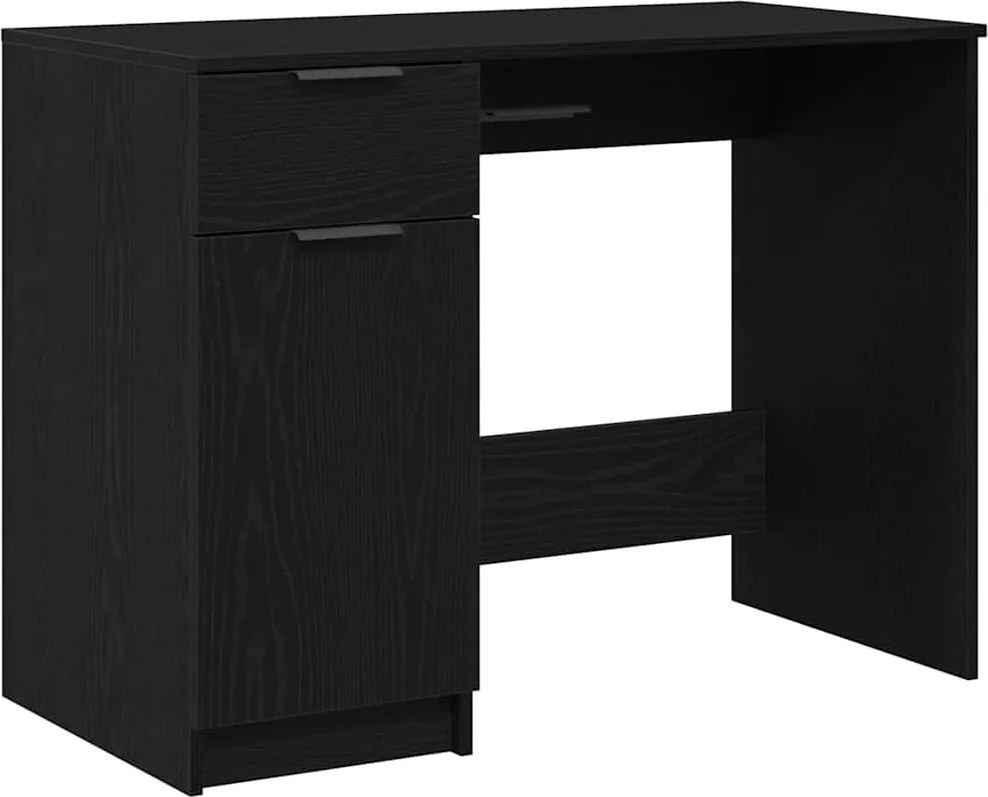vidaXL Asztal fiókkal tárolóval Fekete tölgy 100 x 50 x 75 cm Faanyag