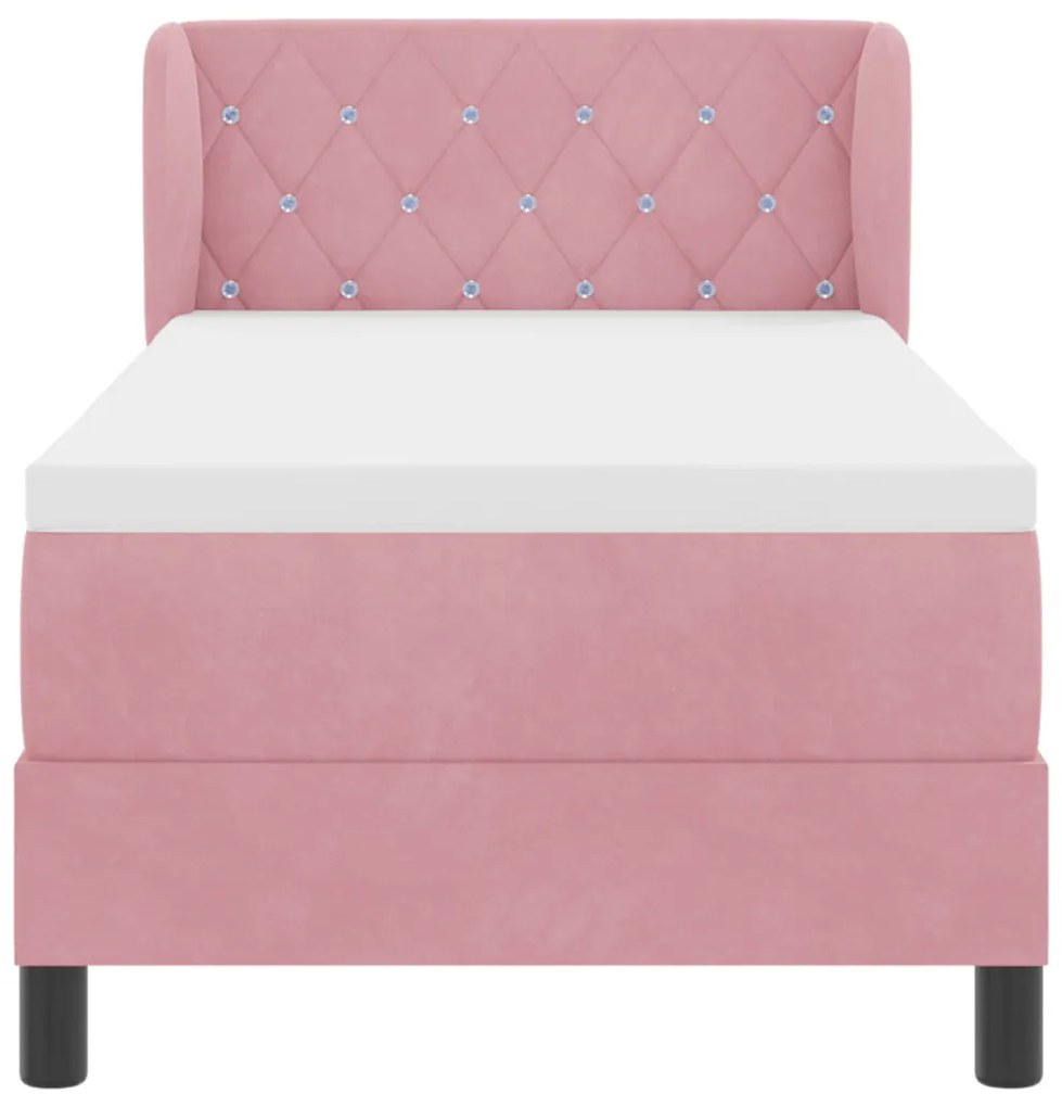 Boxspring Ágy Matracokkal Rózsaszín 80x200 cm Bársonyos