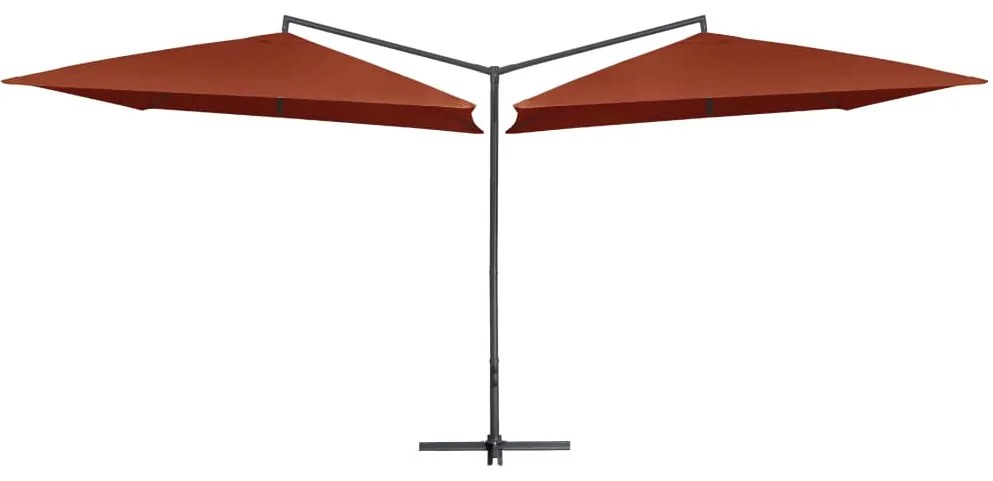 Terrakotta dupla napernyő acélrúddal 250 x 250 cm