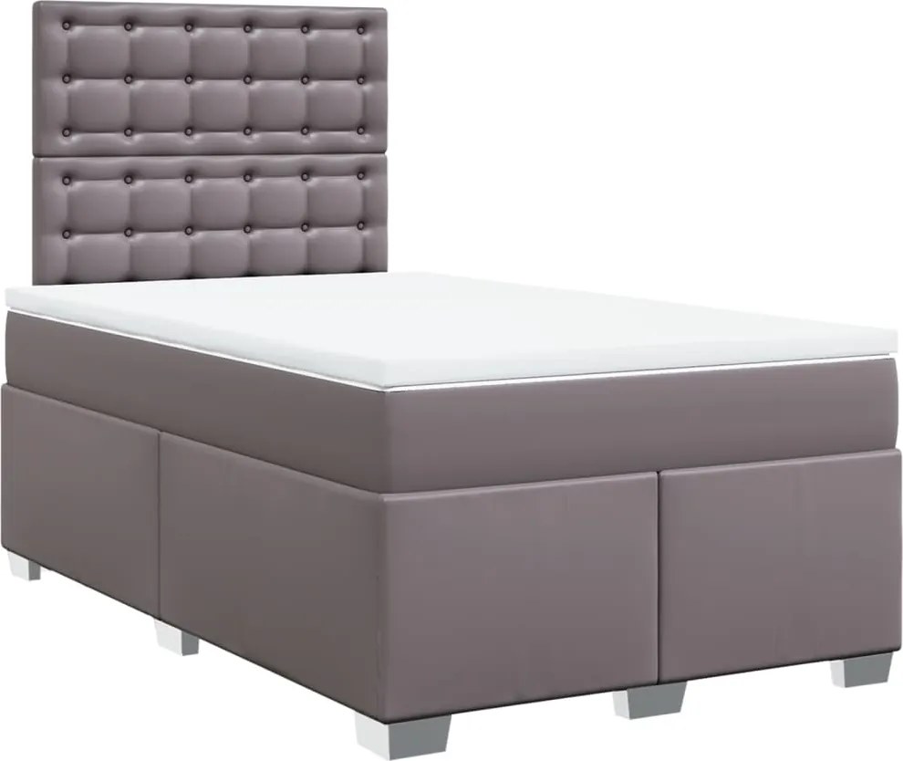 vidaXL szürke műbőr rugós ágy matraccal 120 x 200 cm