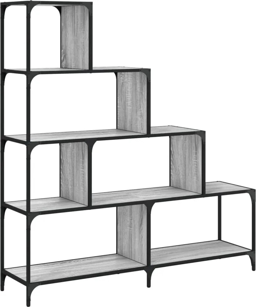 vidaXL 4 szintes szürke sonoma szerelt fa könyvespolc 139x33,5x149 cm