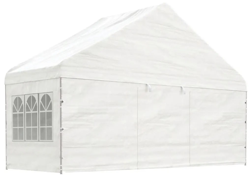 fehér polietilén pavilon tetővel 8,92 x 5,88 x 3,75 m