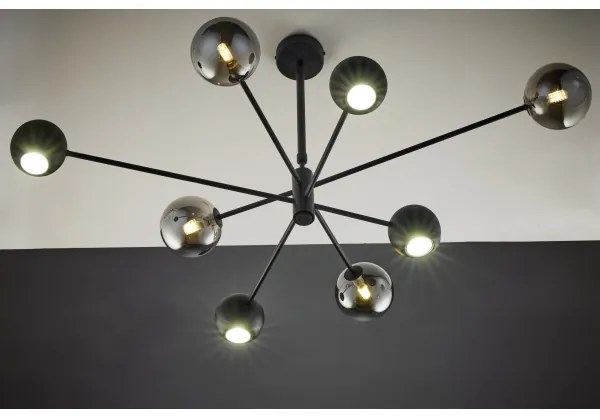 Jupiter 1975 - Csillár rúdon MOKA 4xGU10/10W/230V + 4xG9/10W/230V fekete/króm