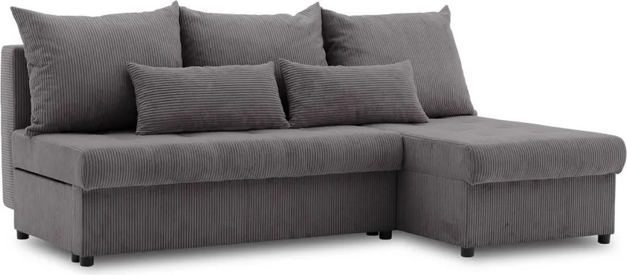 Venezia sarokkanapé, kordbársony, univerzális oldal, bonell töltet, szürke