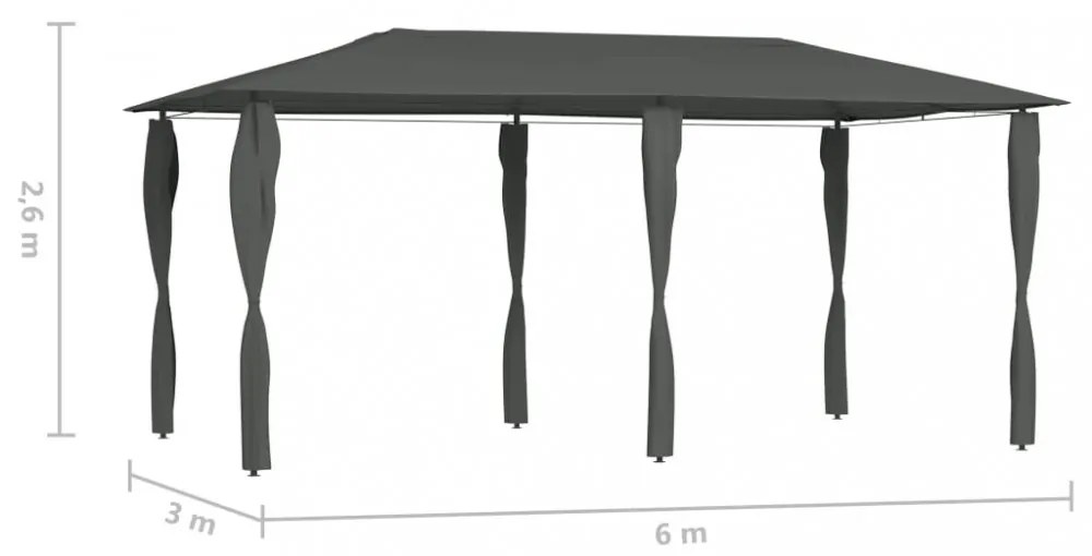 antracit pavilon oszlop takarókkal 2,98 x 5,3 x 2,59 m 160 g/m²