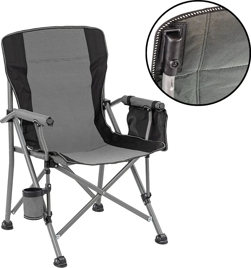 Leziter Comfort Plus karfás horgász szék pohártartóval szürke