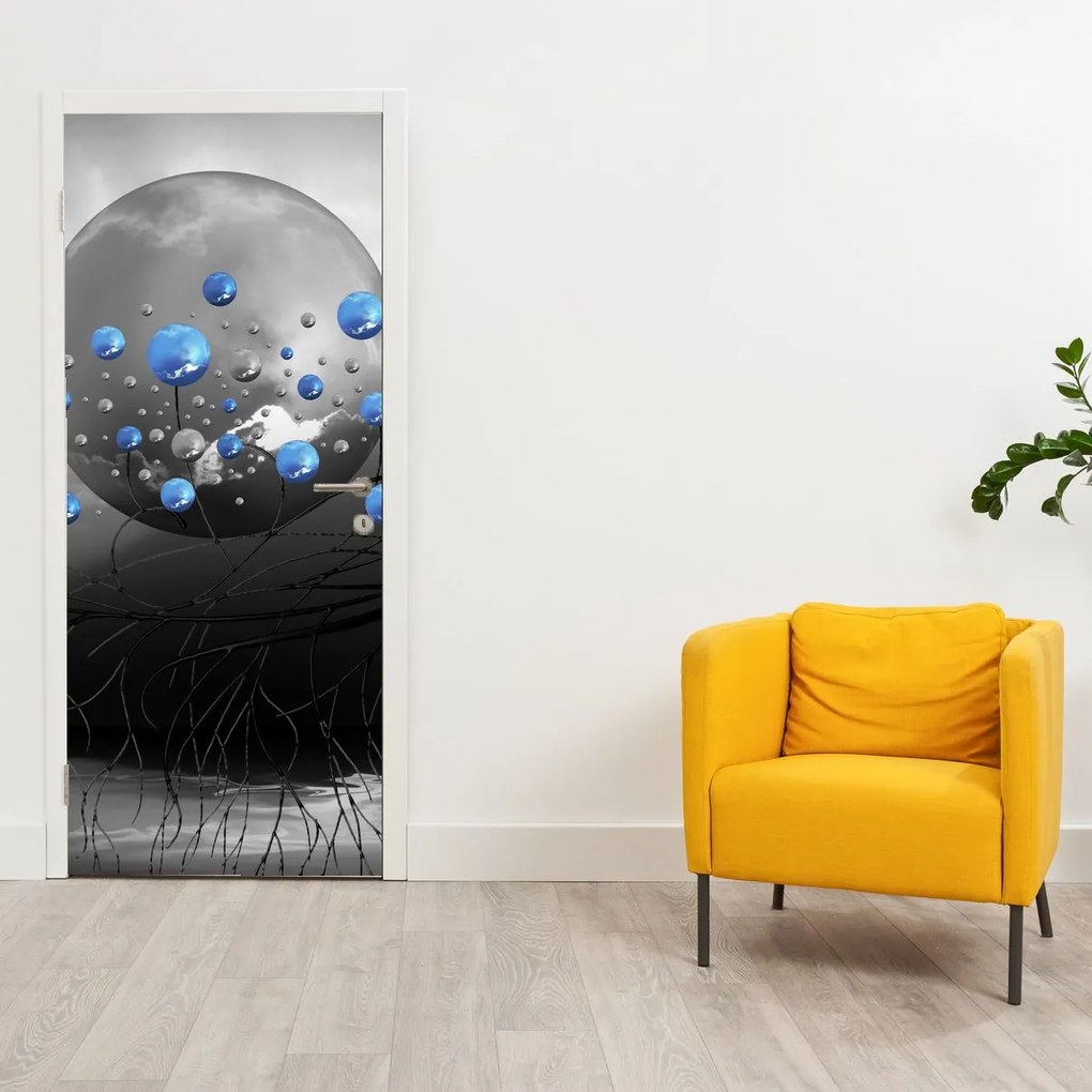 Fotótapéta ajtóra - Kék absztrakt gömbök (95x205cm)