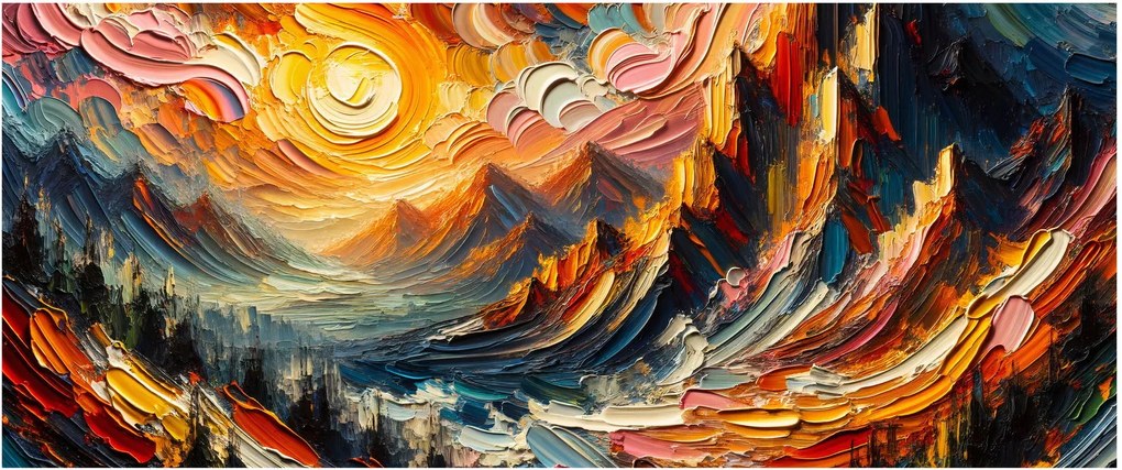 Kép - Hegyek, melyeket napfény ölel (120x50 cm)