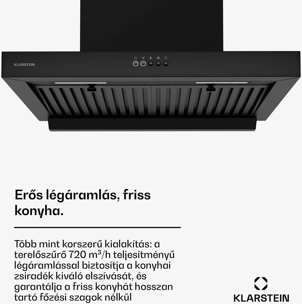 Klarstein AeroClean páraelszívó, 649,9 m³/h, 4 szint, EEK A++, elszívás/recirkuláció