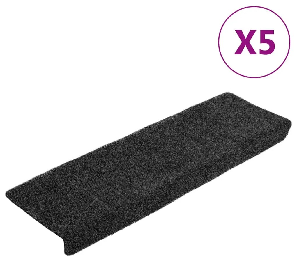5 db szürke tűlyukasztott lépcsőszőnyeg 65x21x4 cm