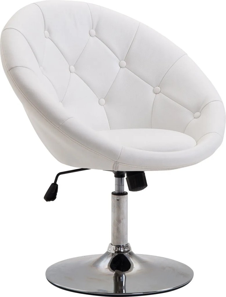 HOMCOM Forgószék Magasságban Állítható Irodai Szék Krómozott, Műbőr + Acél, Fekete/Fehér, 71x59x78-90cm (Fehér) | Aosom