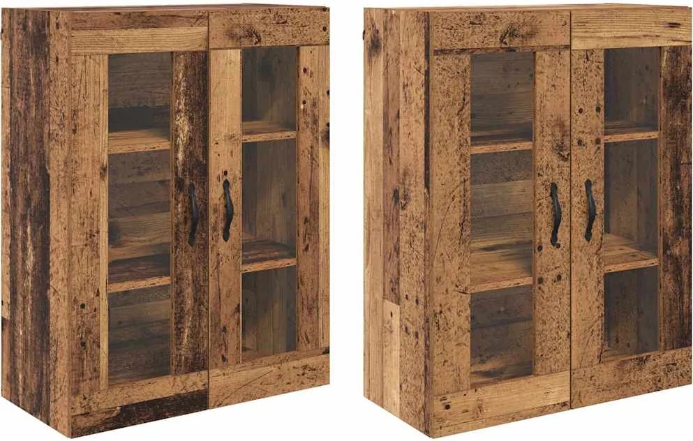 vidaXL Fali Szekrények 2 pcs Öreg fa 69,5 x 34 x 90 cm Faanyag