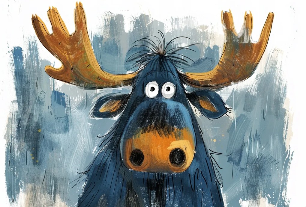 Canvas Vászonkép Vicces Portré Kék Jávorszarvas Rénszarvas Megcsalt Férj 120x80