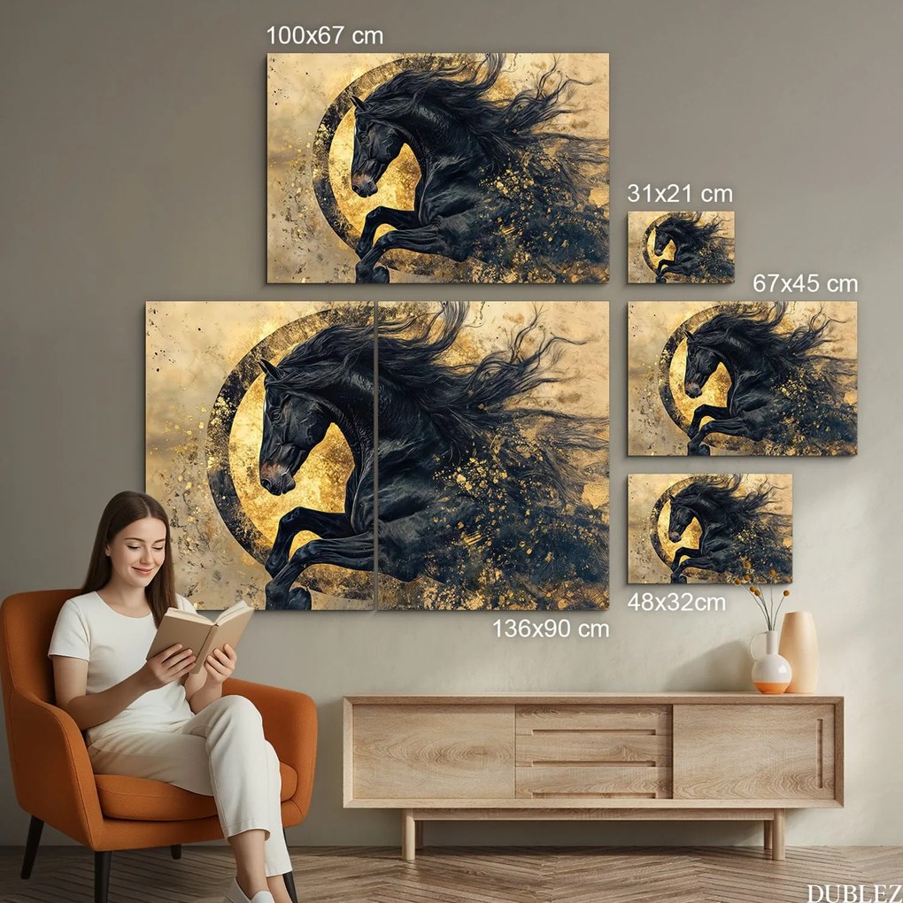 DUBLEZ | Fából készült kép - Vágtázó musztáng