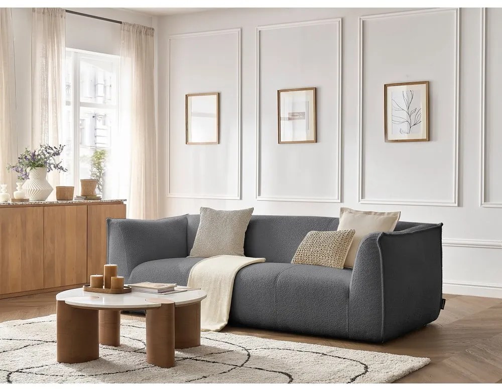 Sötétszürke buklé kanapé 242 cm Giorgia – Bobochic Paris