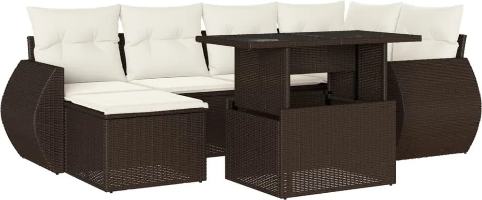 vidaXL 7 részes barna polyrattan kerti ülőgarnitúra párnákkal