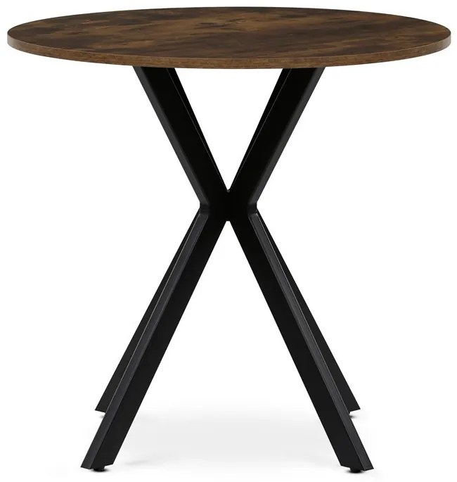 Kerek étkezőasztal Old wood dekorációval. Méret: 80x75 cm. Mdf asztallap, fém váz