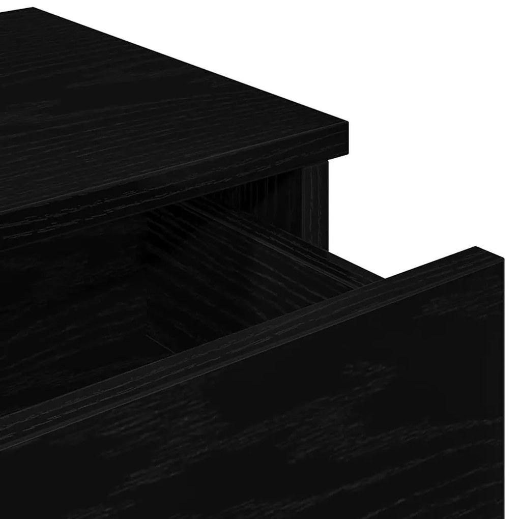fekete szerelt fa falipolc fiókokkal 100 x 37,5 x 19 cm