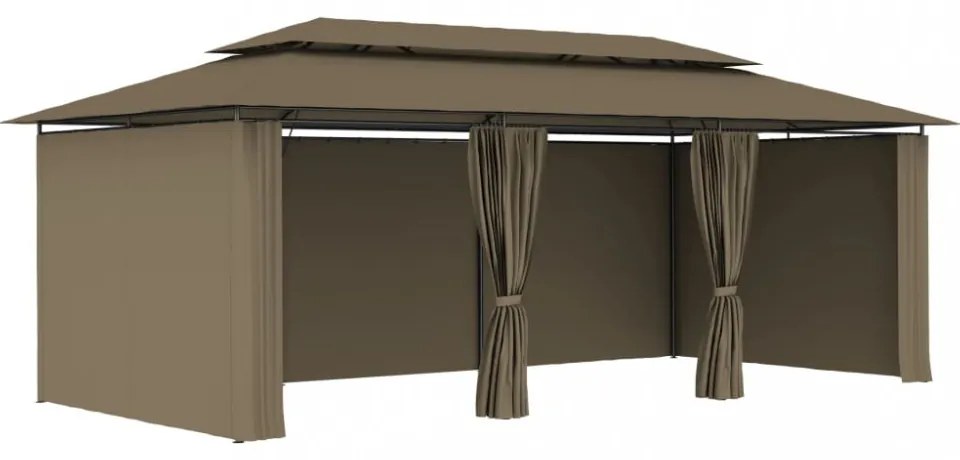 vidaXL tópszínű pavilon függönyökkel 600 x 298 x 270 cm 180 g/m²