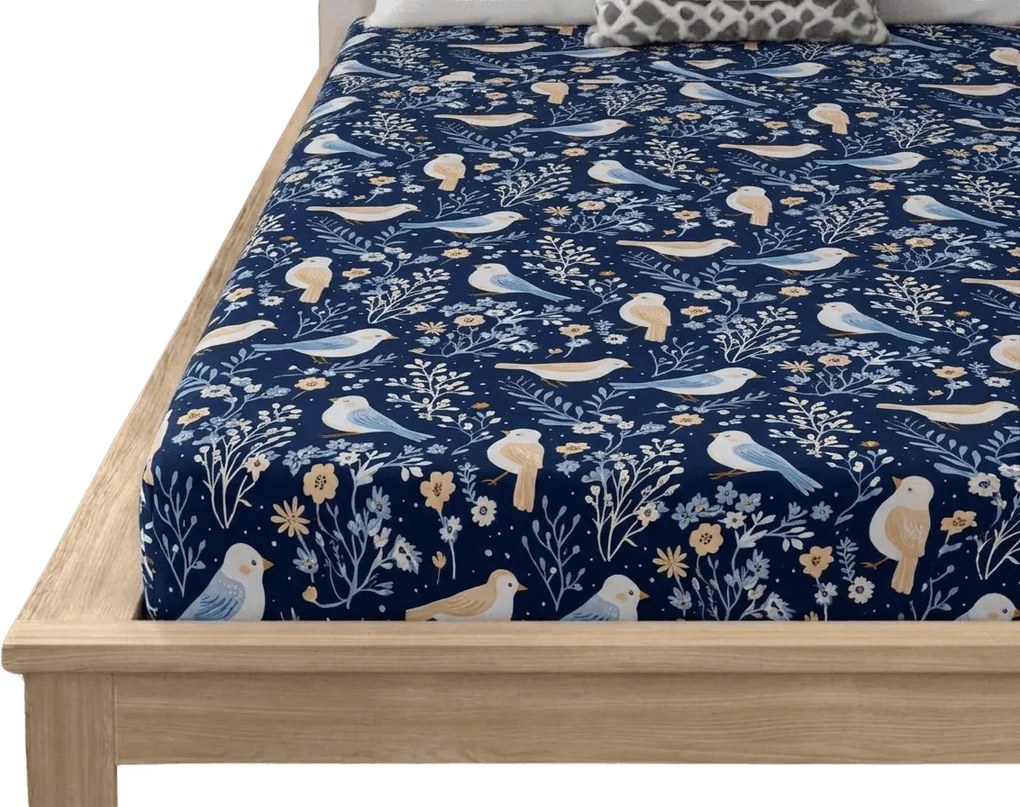 Mikroszálas lepedő DENIM BIRDS kék 180x200 cm