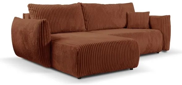 Univerzális ággyá alakítható L alakú sarokülőgarnitúra tárolórekesszel FRIDA barna