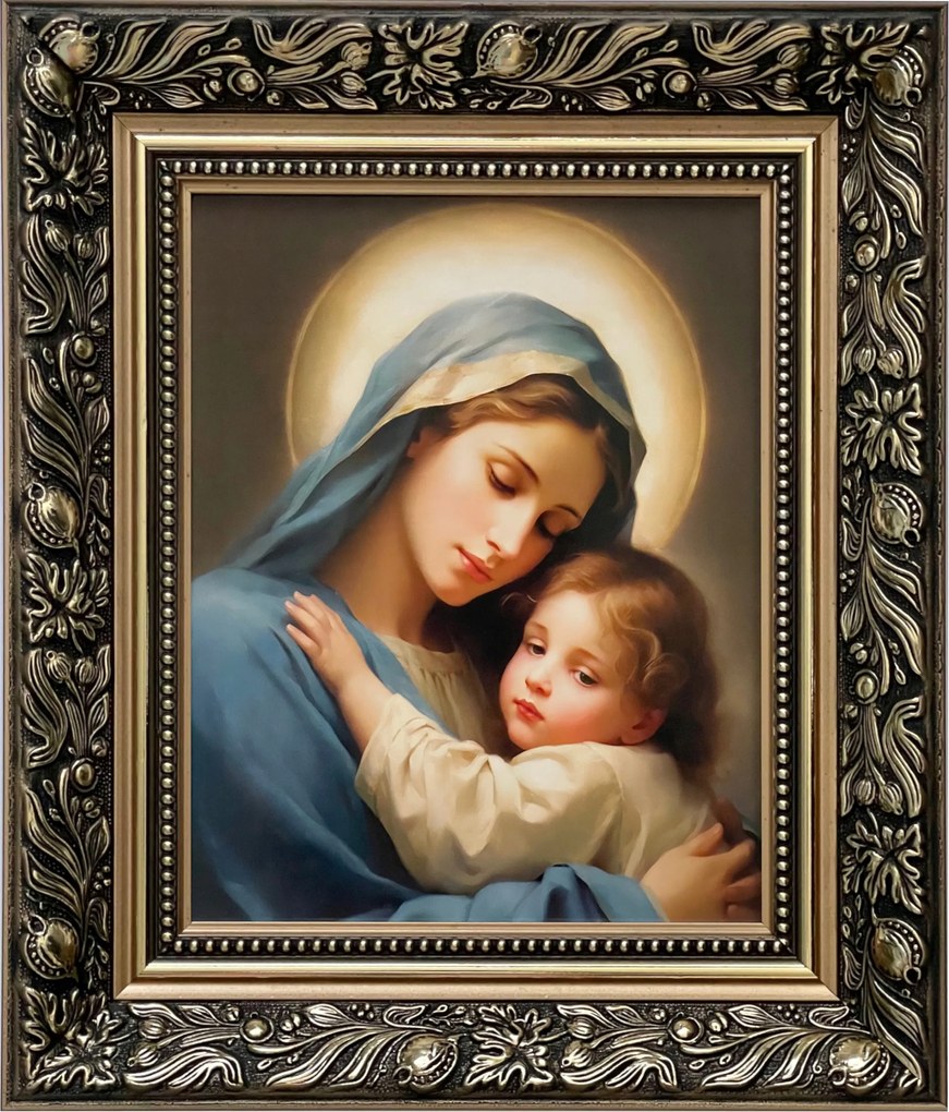 Vászonkép 35x30 Szűz Mária A Kis Jézus Arany Díszített Keret