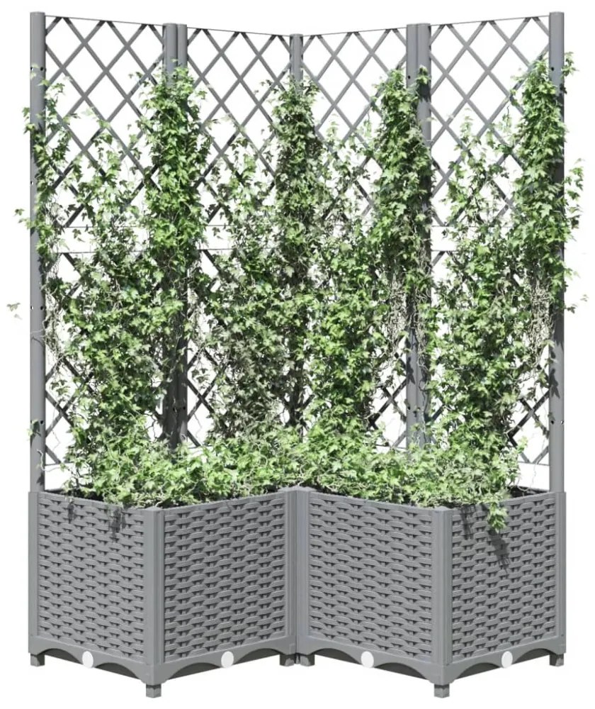 világosszürke PP rácsos kerti ültetőláda 80 x 80 x 136 cm