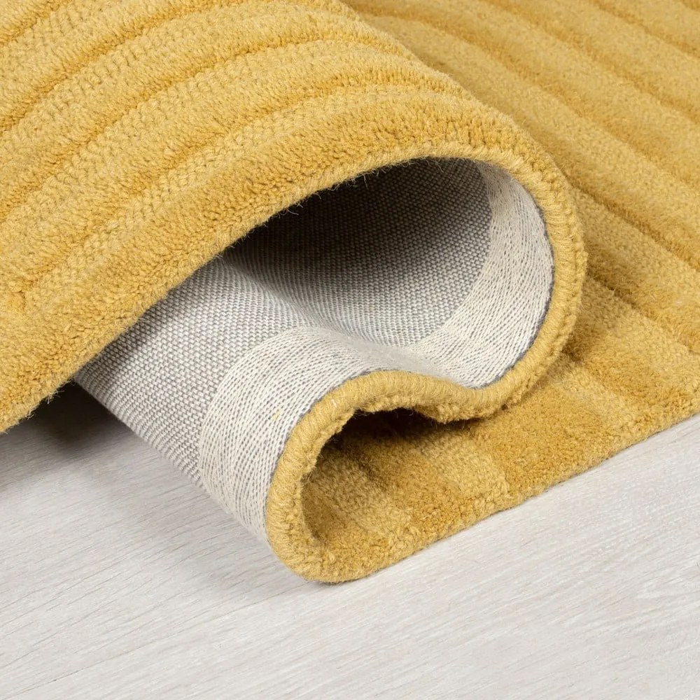 Zen Garden sárga gyapjú szőnyeg, 120 x 170 cm - Flair Rugs