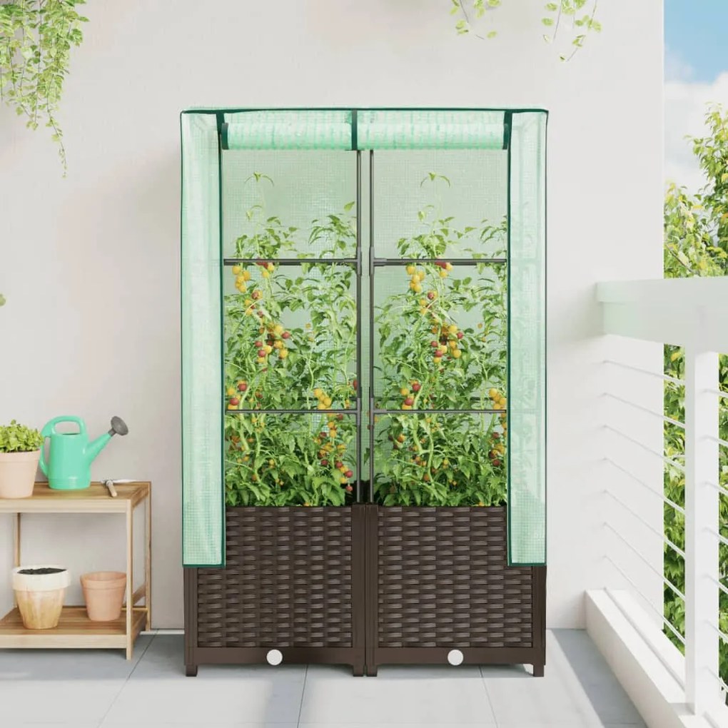 rattan megjelenésű magaságyás melegháztakaróval 80x40x138 cm