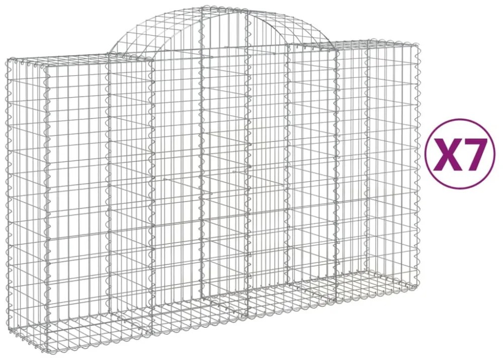 7 db íves horganyzott vas gabion kosár 200x50x120/140 cm