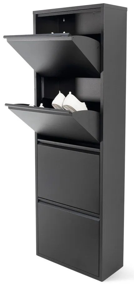 Fekete fém billenő ajtós cipőtartó 50x150x22 cm Billy – Spinder Design
