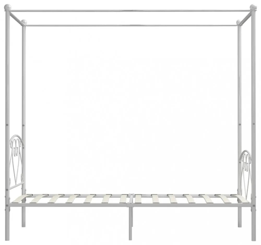 fehér fém baldachinos ágykeret 120 x 200 cm
