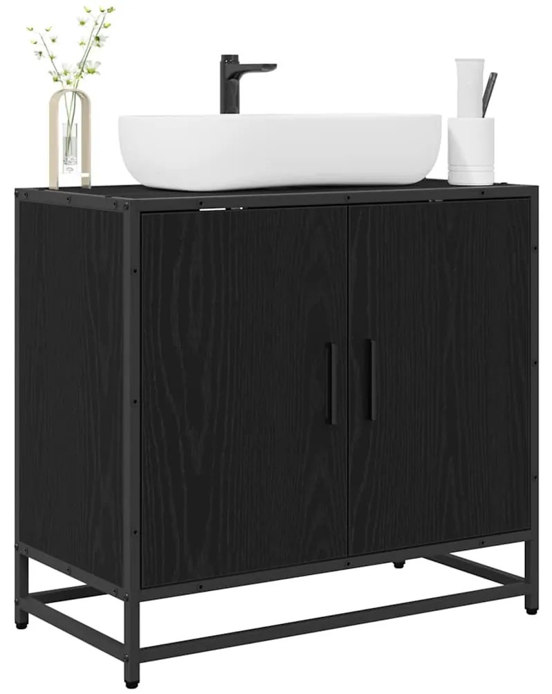 Fürdőszobai mosdószekrény Fekete tölgy 65 x 33 x 60 cm Faanyag
