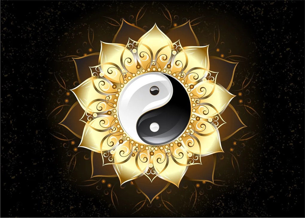 Kép - arany yin-yang (70x50 cm)