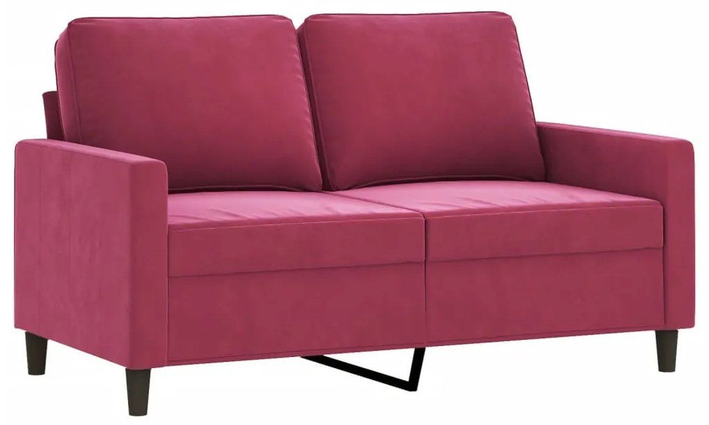 kétszemélyes bordó bársony kanapé 120 cm