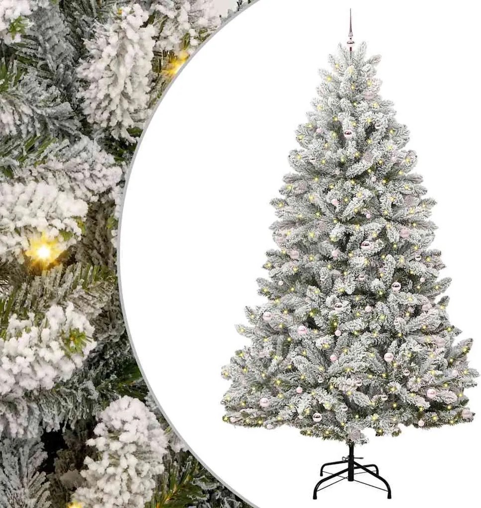vidaXL Mű karácsonyfa 300 LED-del Zöld és Fehér 300 cm PVC és fém