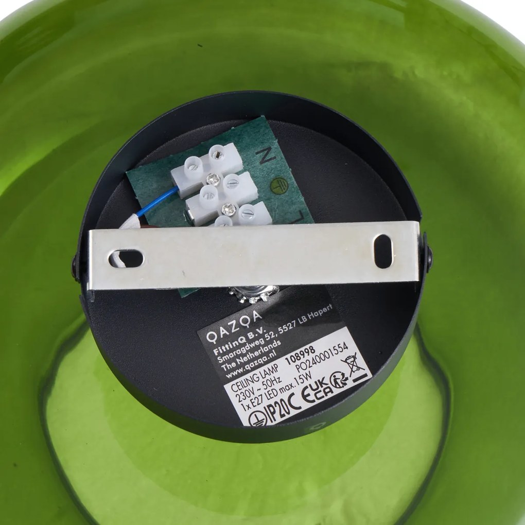 Retro mennyezeti lámpa fekete zöld üveggel - Bizle