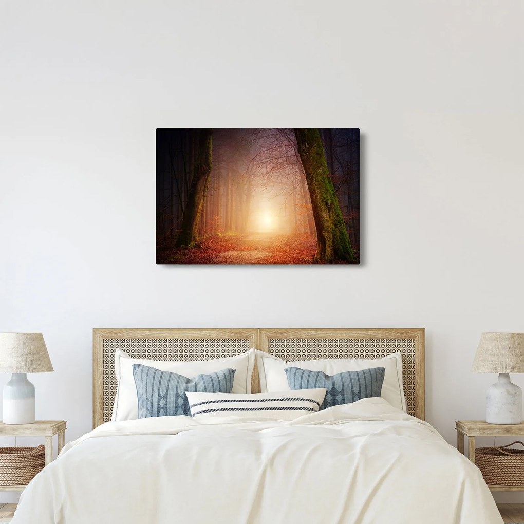 Őszi erdő képe a ködben (90x60 cm)