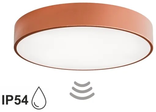 Fürdőszobai mennyezeti lámpa CLEO érzékelővel 4xE27/24W/230V Ø 50 cm IP54 rézszínű