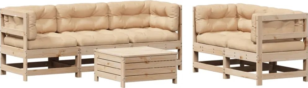 vidaXL 6 részes tömör fenyőfa kerti ülőgarnitúra párnákkal