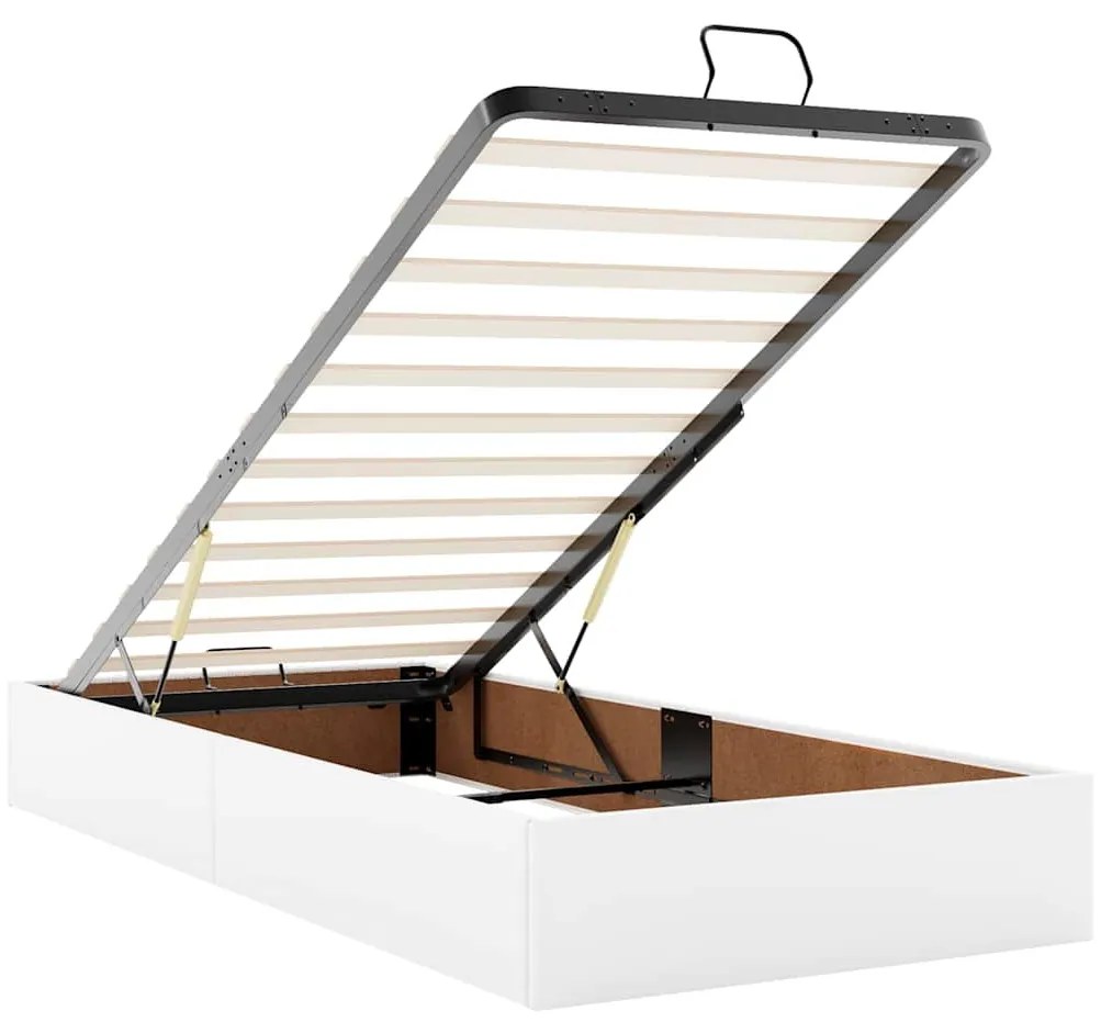 Ottomán ágykeret matracokkal tiszta fehér 200x200cm műbőrrel