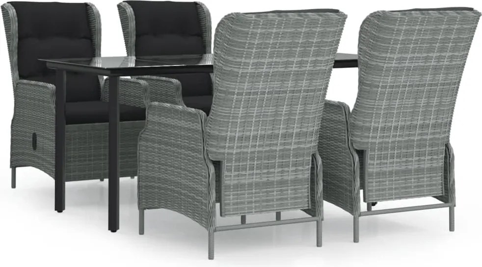 vidaXL 5 részes világosszürke kerti étkezőgarnitúra