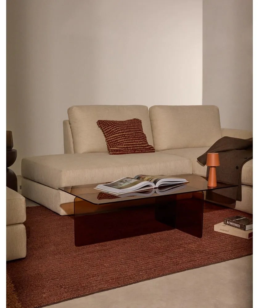 Barna üveg dohányzóasztal 60x120 cm Zaren – Kave Home