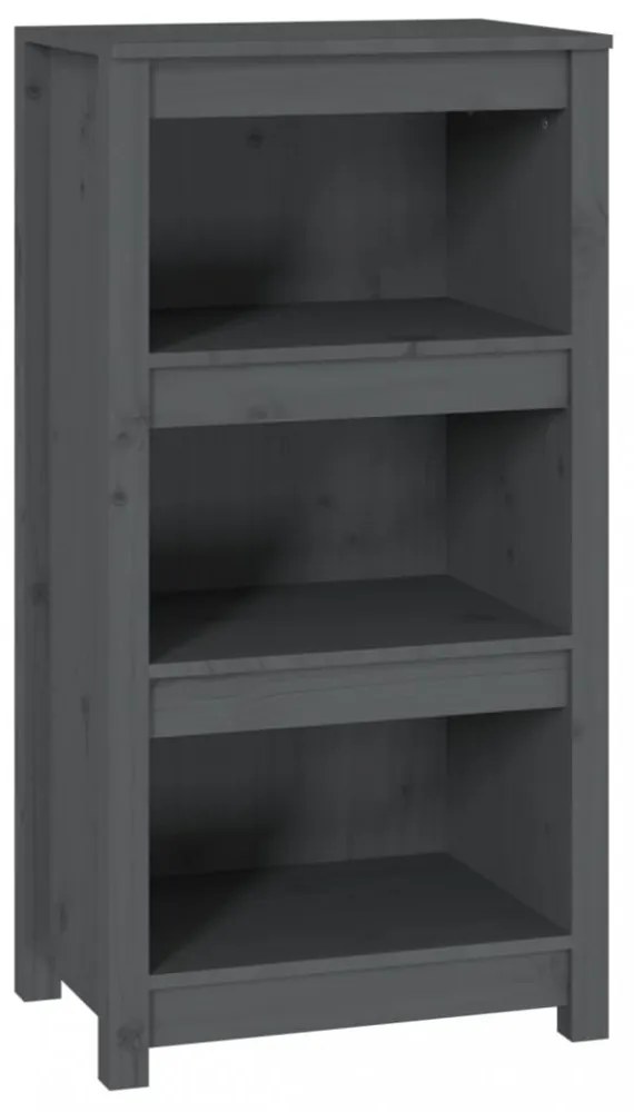szürke tömör fenyőfa könyvszekrény 50 x 35 x 97 cm