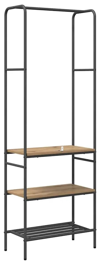 Ruhatartó polcokkal kézműves tölgy 60 x 30 x 171 cm Faanyag