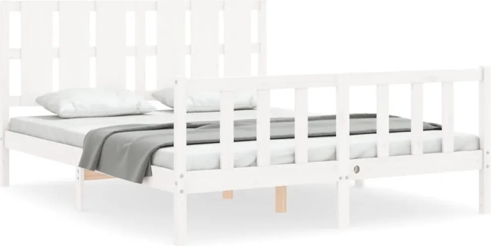 vidaXL fehér tömör fenyőfa ágy matrac nélkül 160 x 200 cm