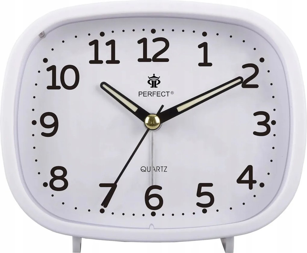 Közepes 12x10 cm Fehér Ovális Jól Olvasható Háttérvilágítású Ébresztőóra Perfect PT332