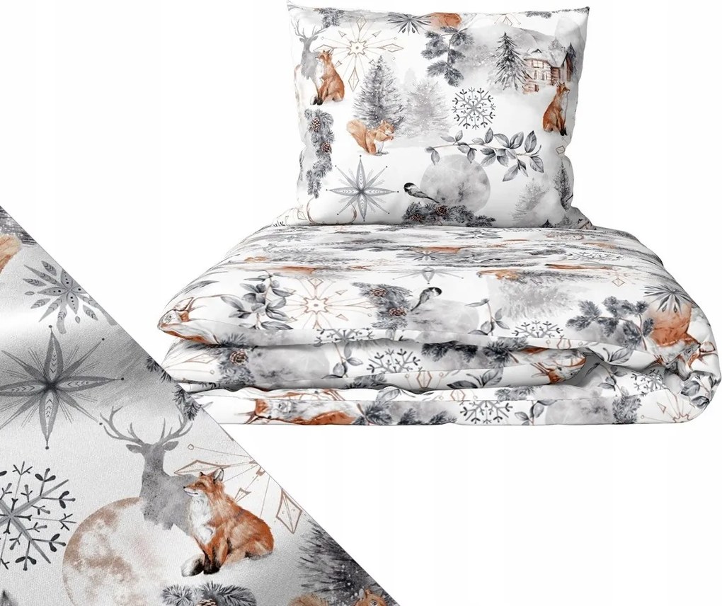 Karácsonyi ágyneműhuzat garnitúra 160x200 2x70x80, 100% pamut, 140g/m2, mintás