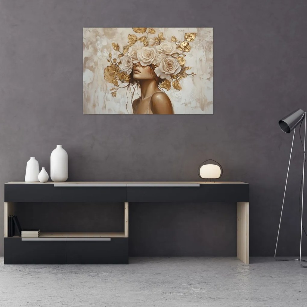 Kép - Lány rózsákkal (90x60 cm)